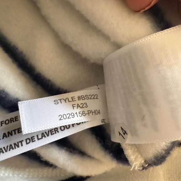 J. Crew Striped wide button-collar pullover sweatshirt white and navy size small - Picture 6 of 7